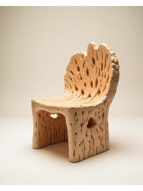 サンゴ礁にインスパイアされた木製の椅子