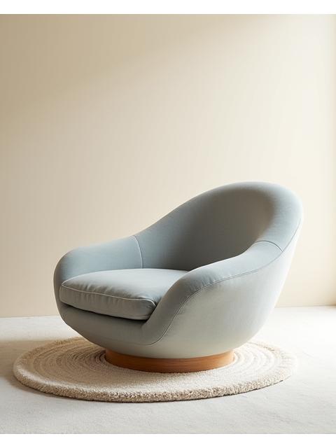 貝殻の形をしたエレガントなアームチェア