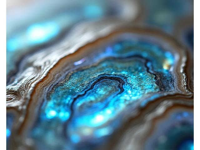 美しいアワビの貝殻のクローズアップ、柔らかい光の中で輝く